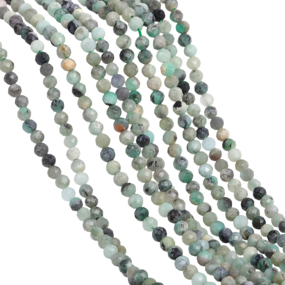 Natural moss agate micro faceted beads in 2mm, 3mm, 4mm. Green stone spacer beads for delicate bracelets and DIY jewelry making