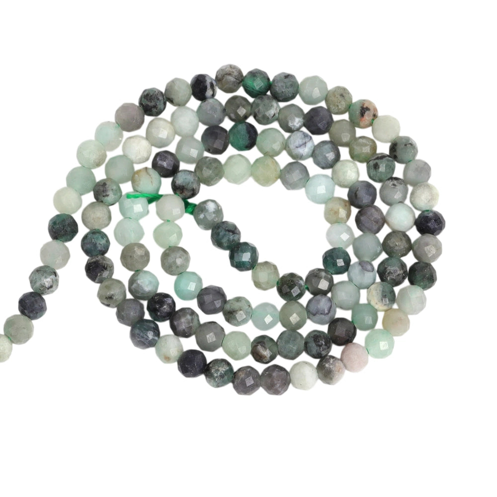 Natural moss agate micro faceted beads in 2mm, 3mm, 4mm. Green stone spacer beads for delicate bracelets and DIY jewelry making