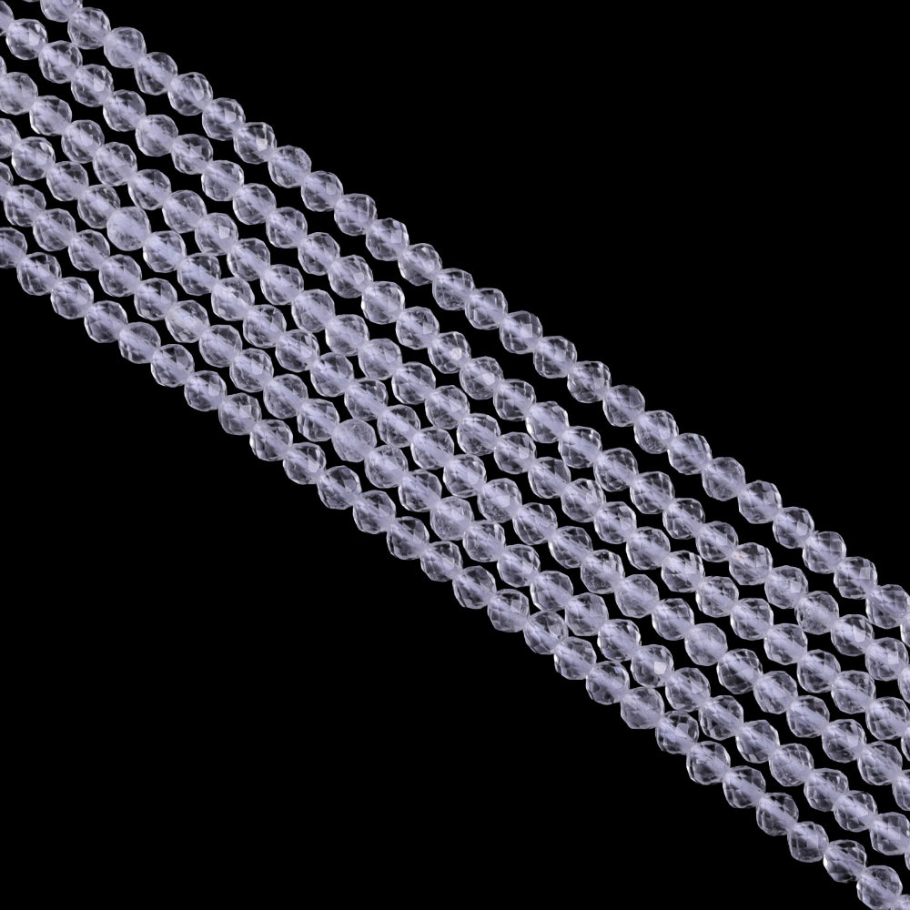 Natural clear quartz micro faceted beads in 2mm, 3mm, 4mm. Transparent crystal spacer beads for delicate bracelets and DIY jewelry making