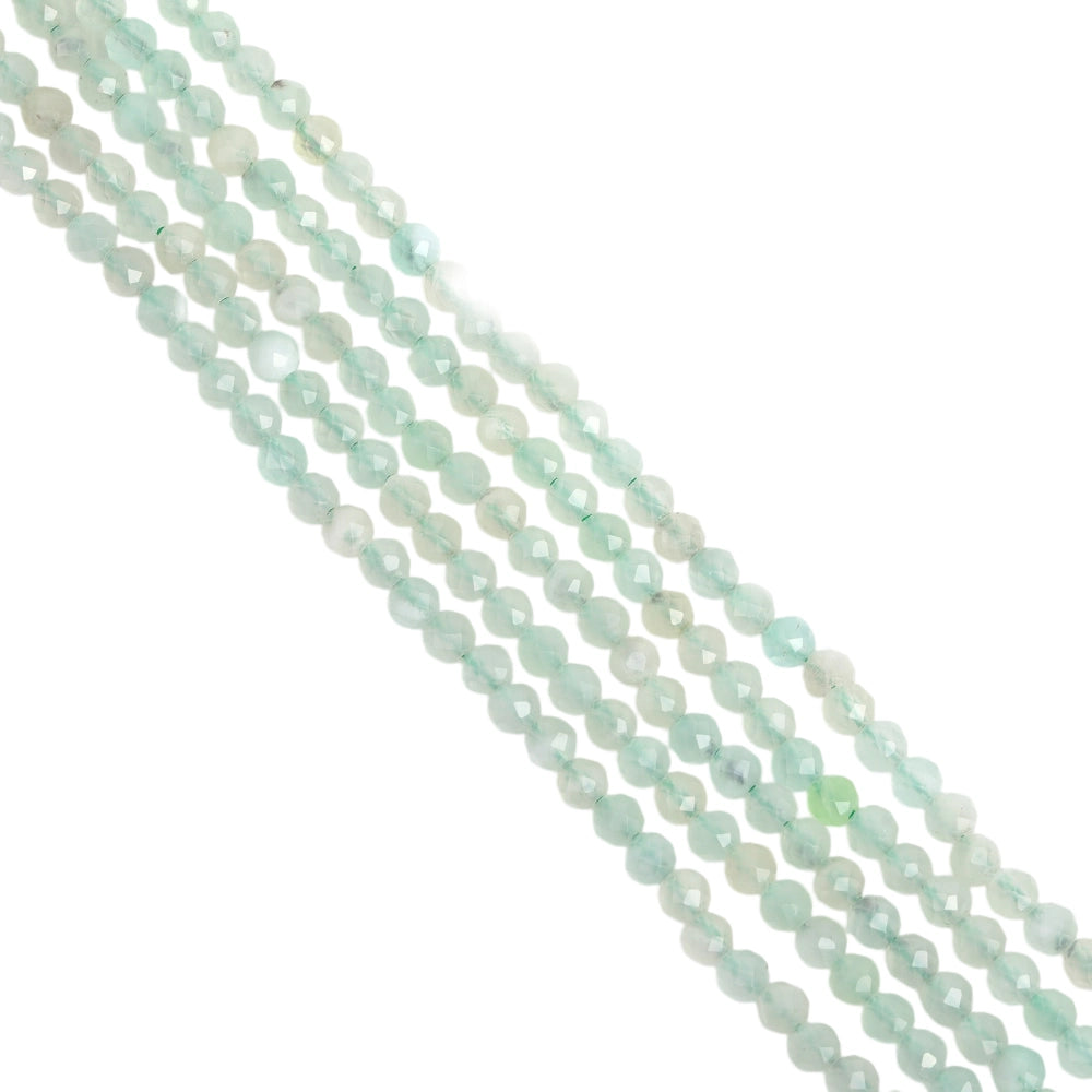 Natural prehnite micro faceted beads in 2mm, 3mm, 4mm. Mint green stone spacer beads for delicate bracelets and DIY jewelry making