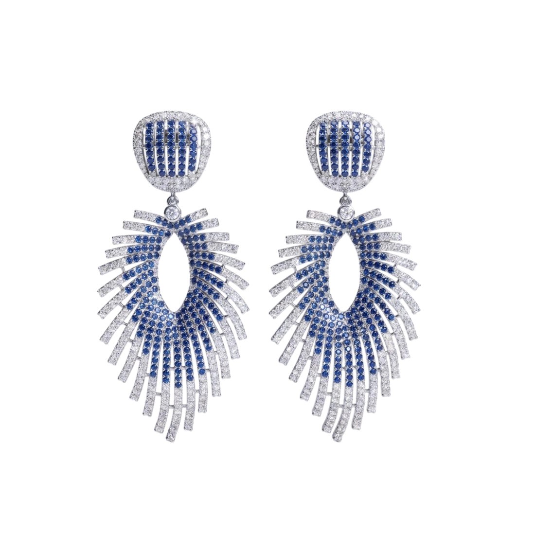 Heavy-Craft Blue & White Gradient Drop Earrings