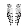 Pavé Leopard Black Tassel Earrings