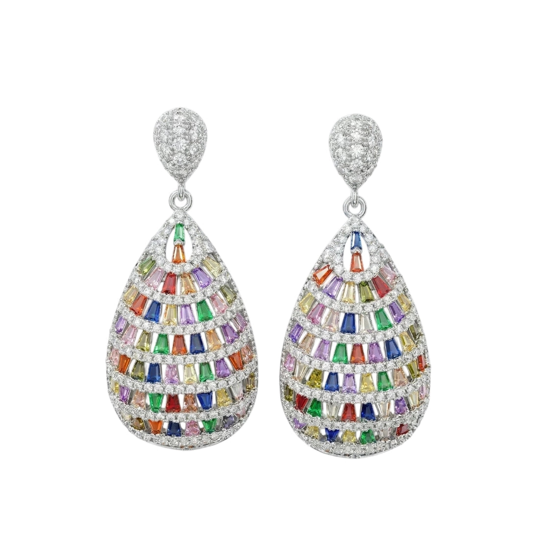 Rainbow Gemstone Cascade Drop Earrings