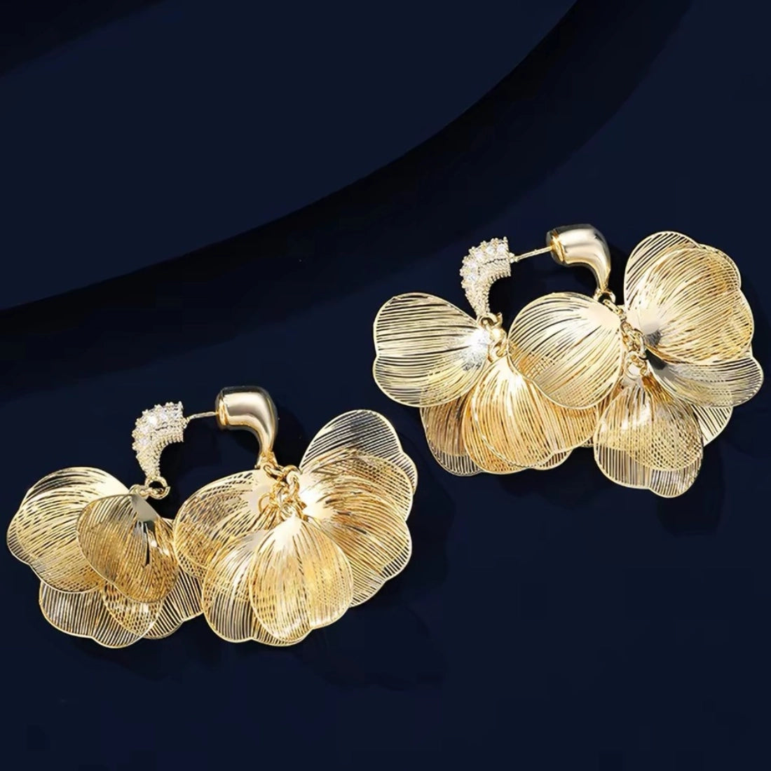 Versatile Rear Hook Brushed Petal Earrings