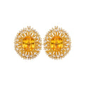 Bold Floral Firework Yellow CZ Stud Earrings