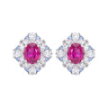 Vintage Ruby Zircon Square Stud Earrings