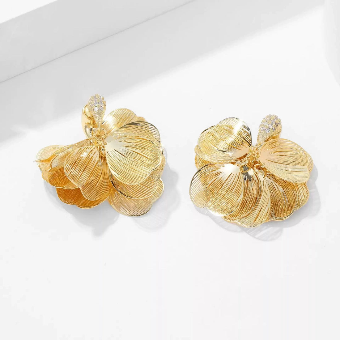 Versatile Rear Hook Brushed Petal Earrings