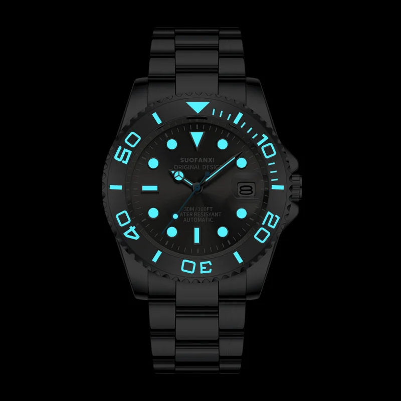 Back view showing the 316L stainless steel link bracelet and folding safety clasp