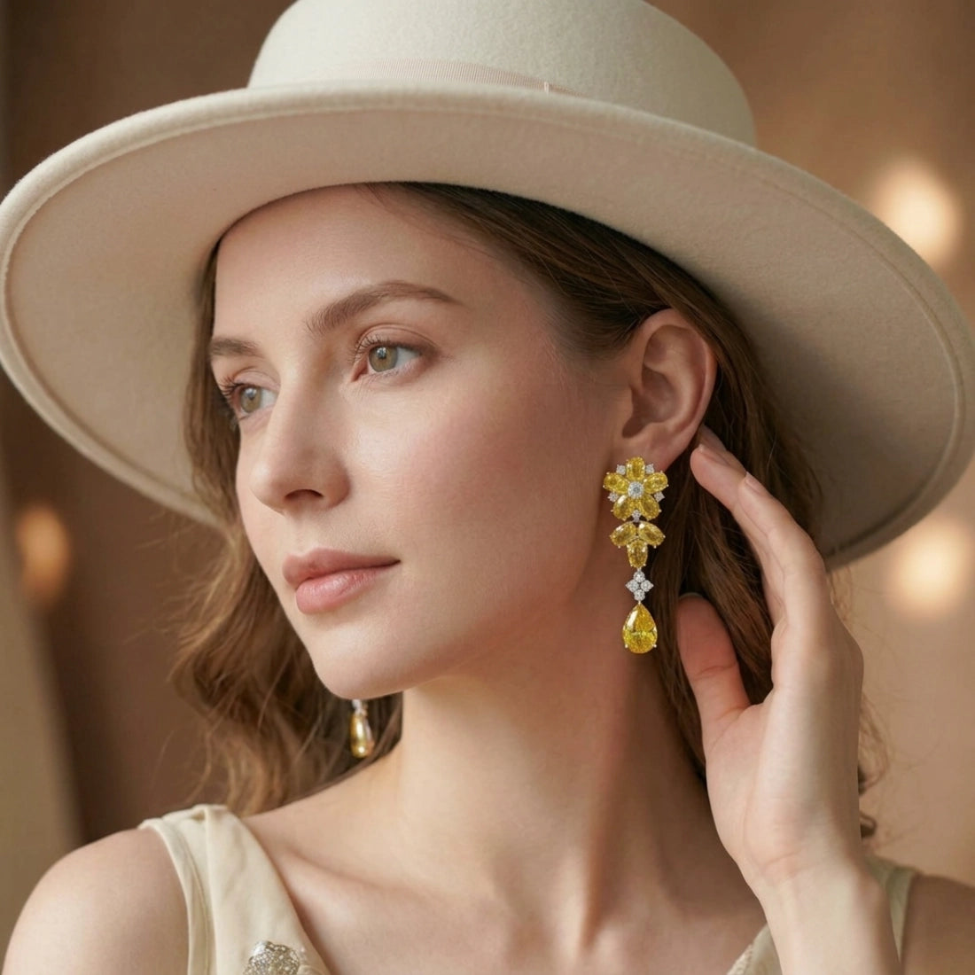 Handcrafted Yellow Flower Drop Earrings