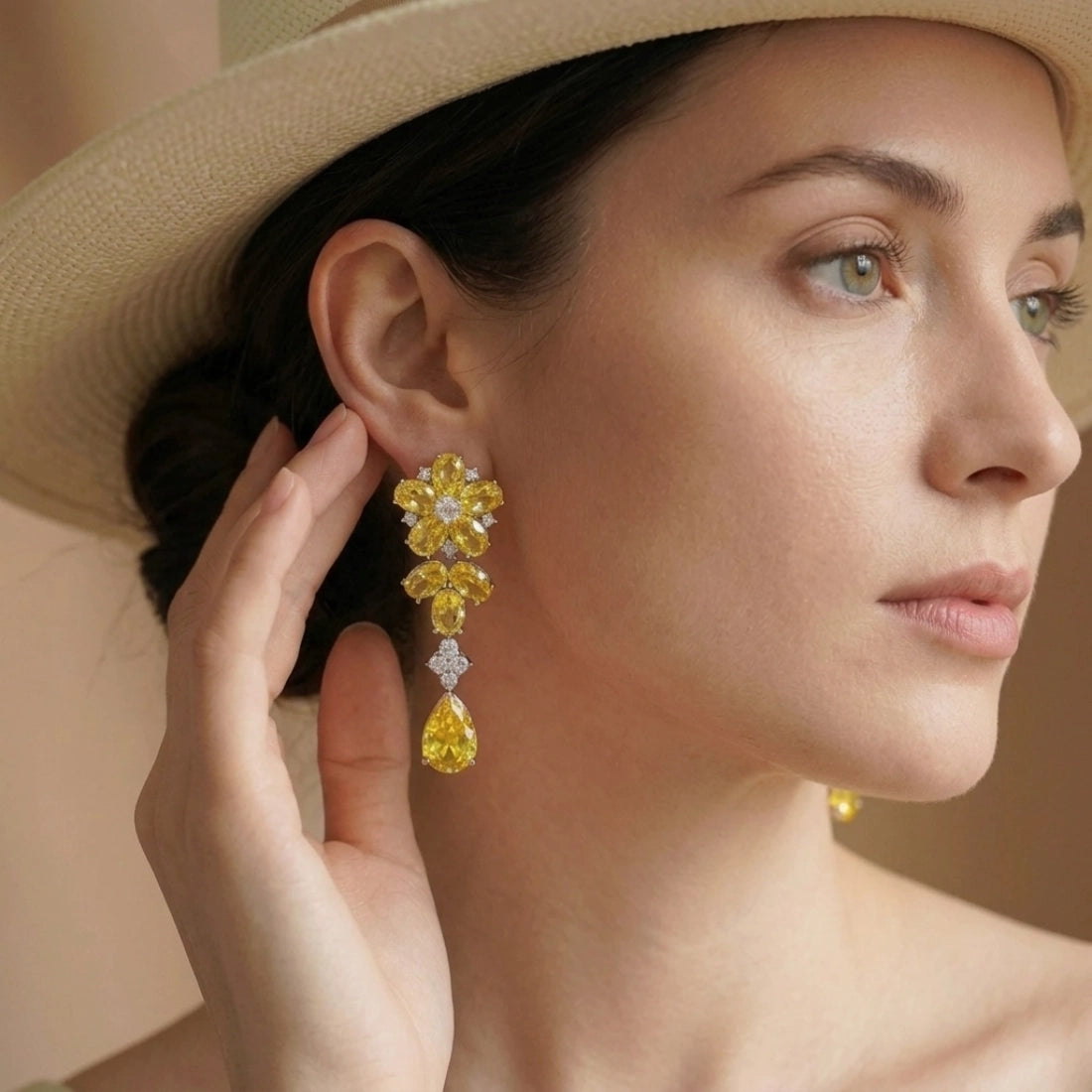 Handcrafted Yellow Flower Drop Earrings