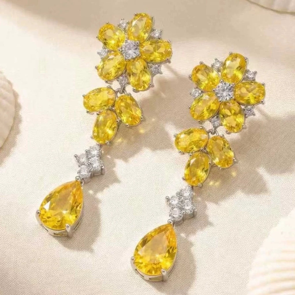 Handcrafted Yellow Flower Drop Earrings