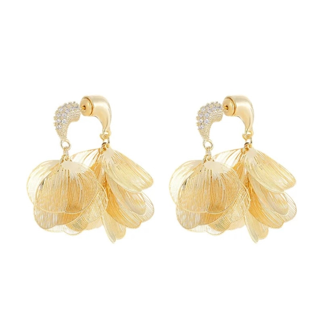 Versatile Rear Hook Brushed Petal Earrings
