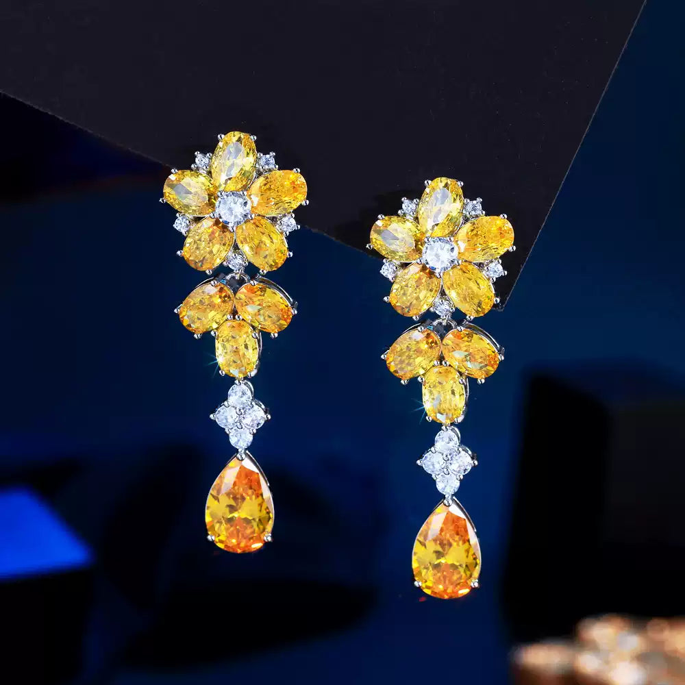Handcrafted Yellow Flower Drop Earrings