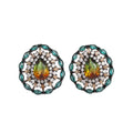 Vintage Oval Watermelon Gemstone Stud Earrings