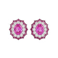 Gemstone Pink Sapphire Halo Stud Earrings