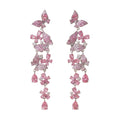 Long Tassel Statement Pink Butterfly Crystal Drop