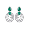 Pavé Zircon Emerald Halo Oval Drop Earrings