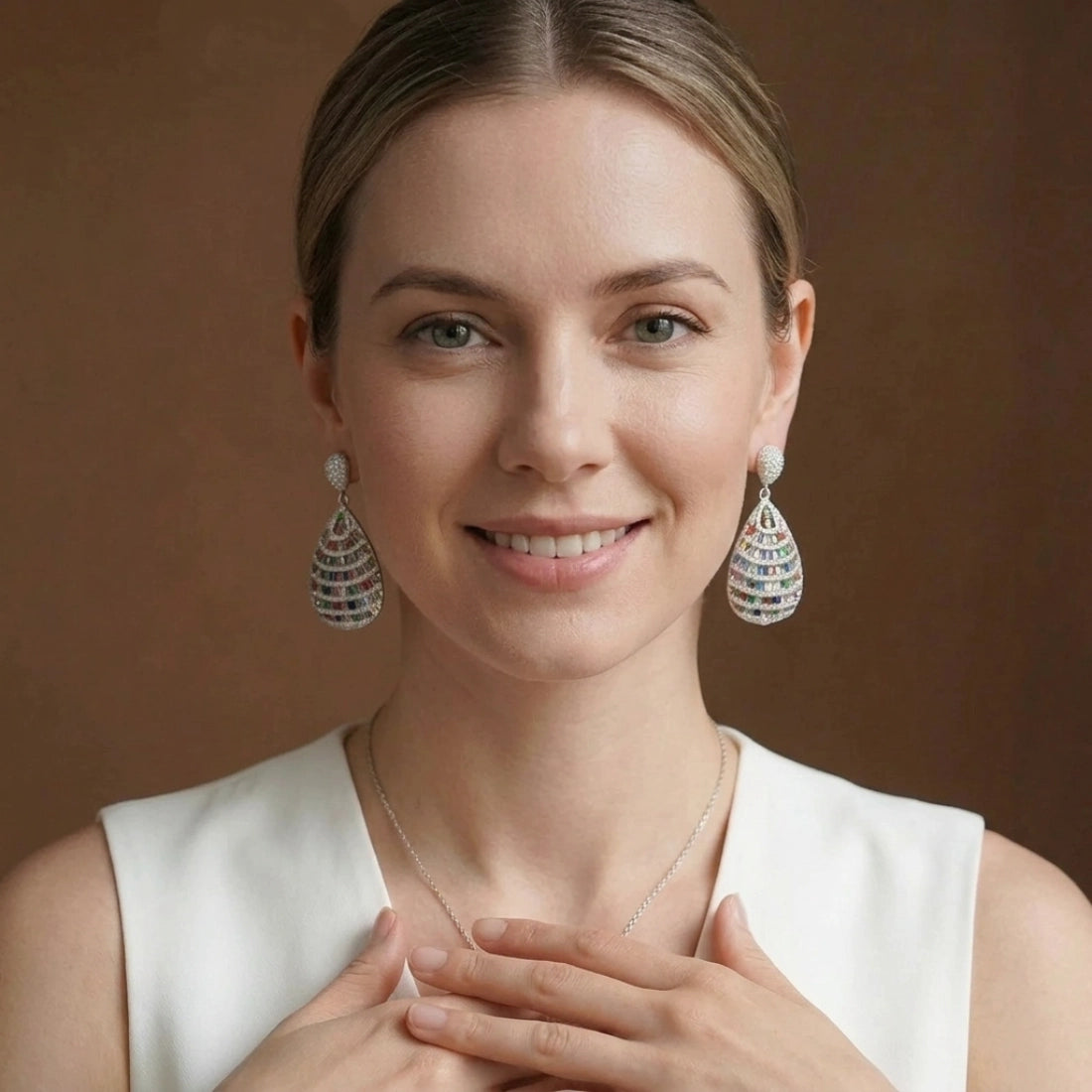 Rainbow Gemstone Cascade Drop Earrings