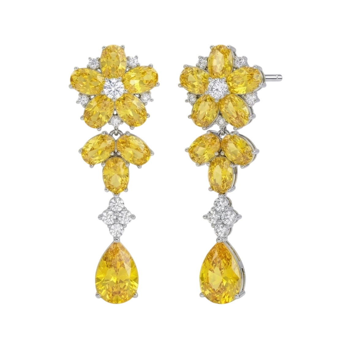 Handcrafted Yellow Flower Drop Earrings