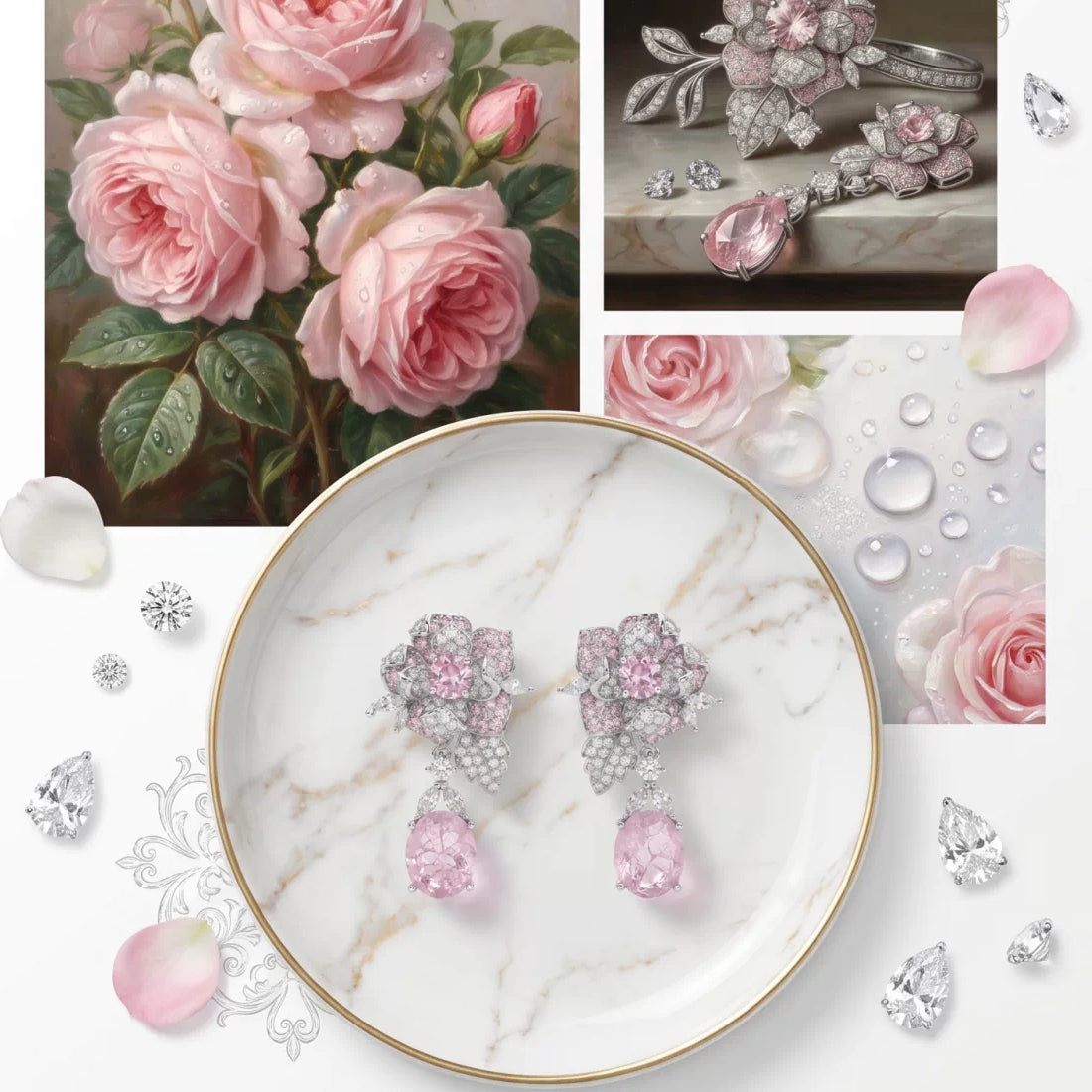 Vintage Floral Earrings with Teardrop Design