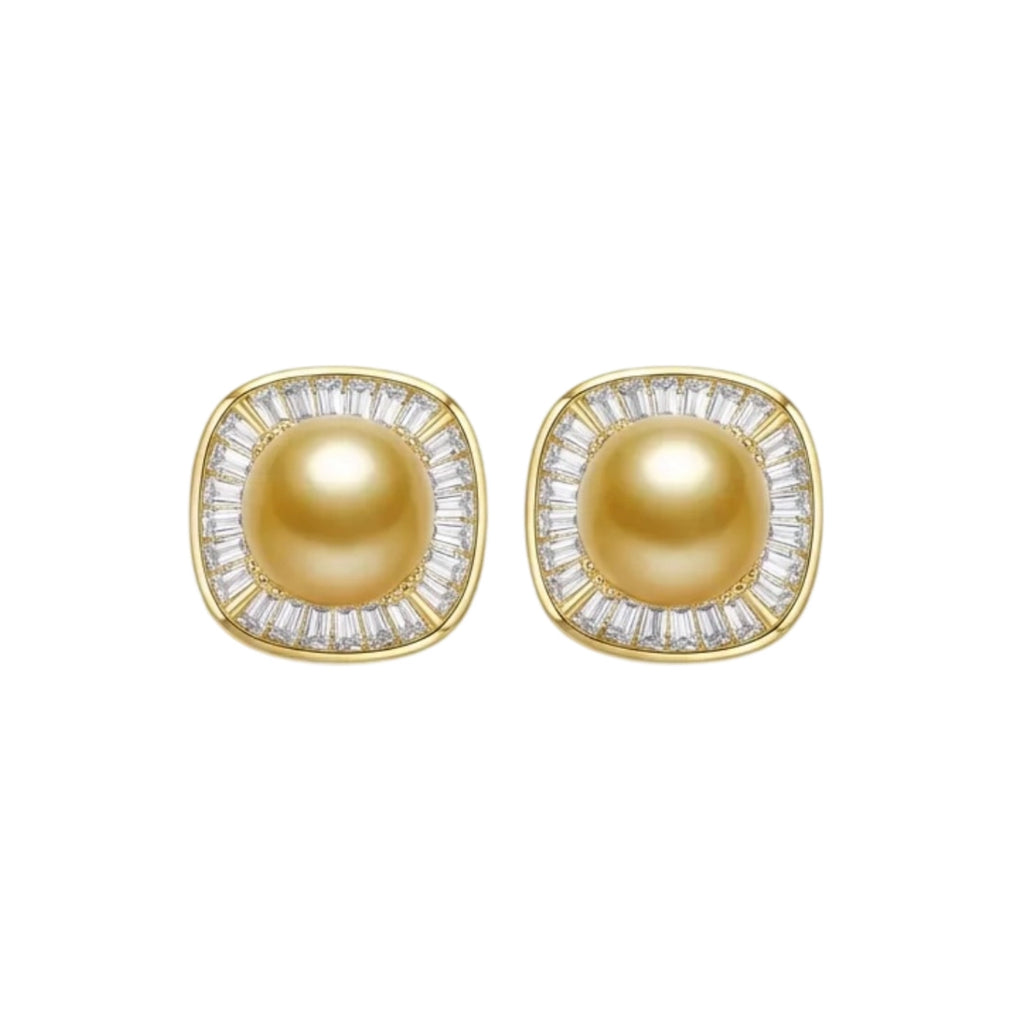 South Sea Gold Pearl Square Stud Earrings