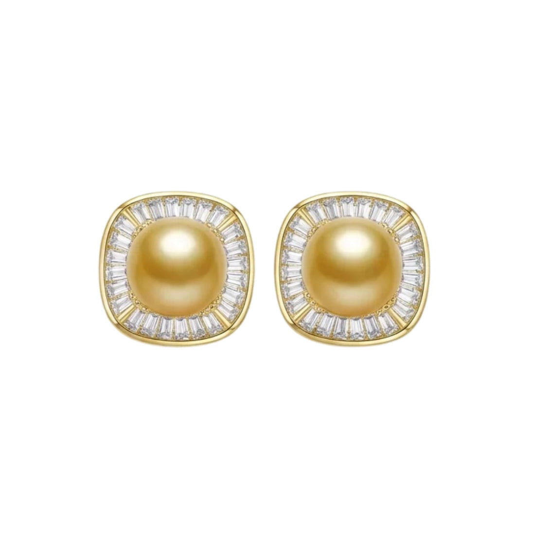 South Sea Gold Pearl Square Stud Earrings