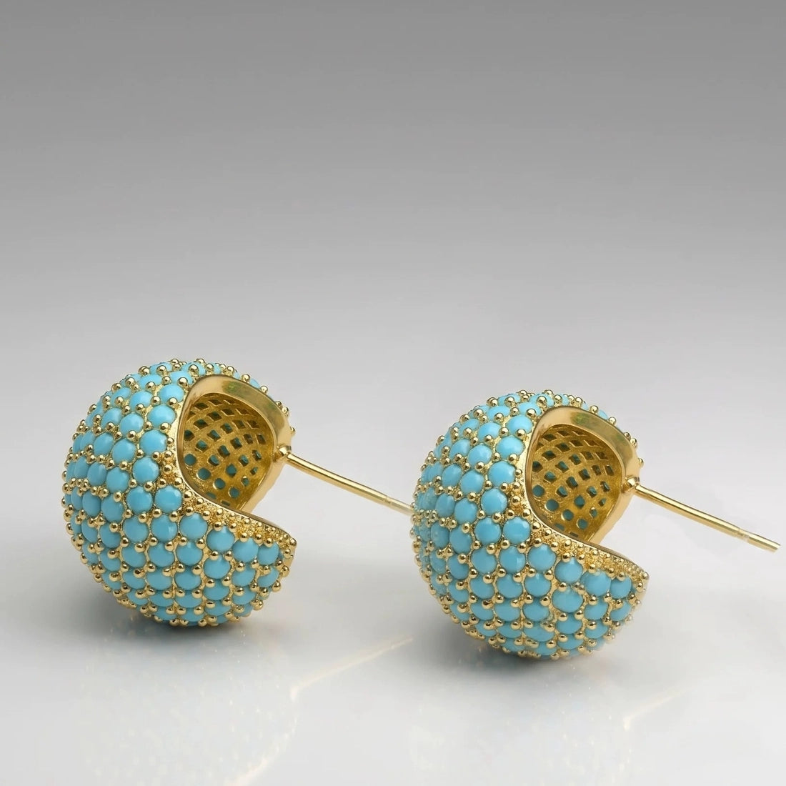 Moonlit Turquoise Dome Statement Stud Earrings