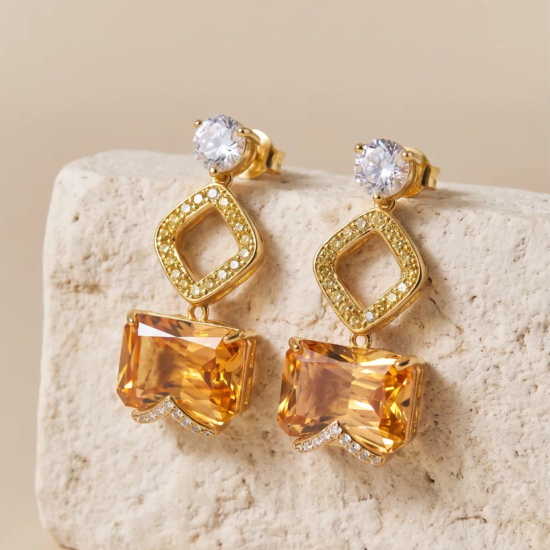 Niche luxury gemstone crystal vintage earrings