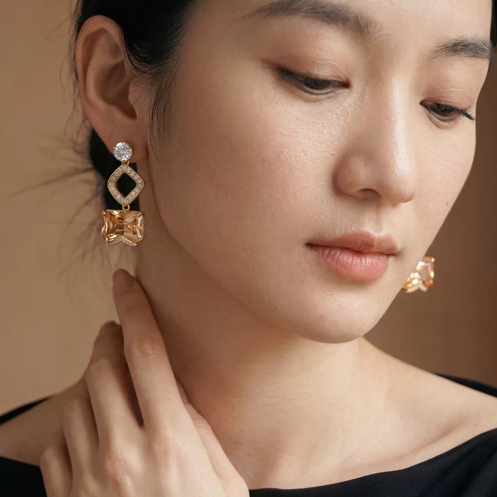 Niche luxury gemstone crystal vintage earrings