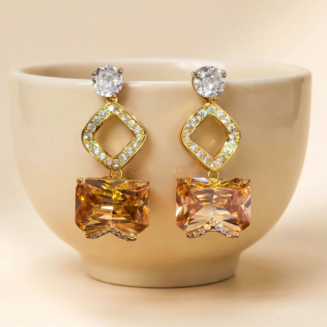Niche luxury gemstone crystal vintage earrings