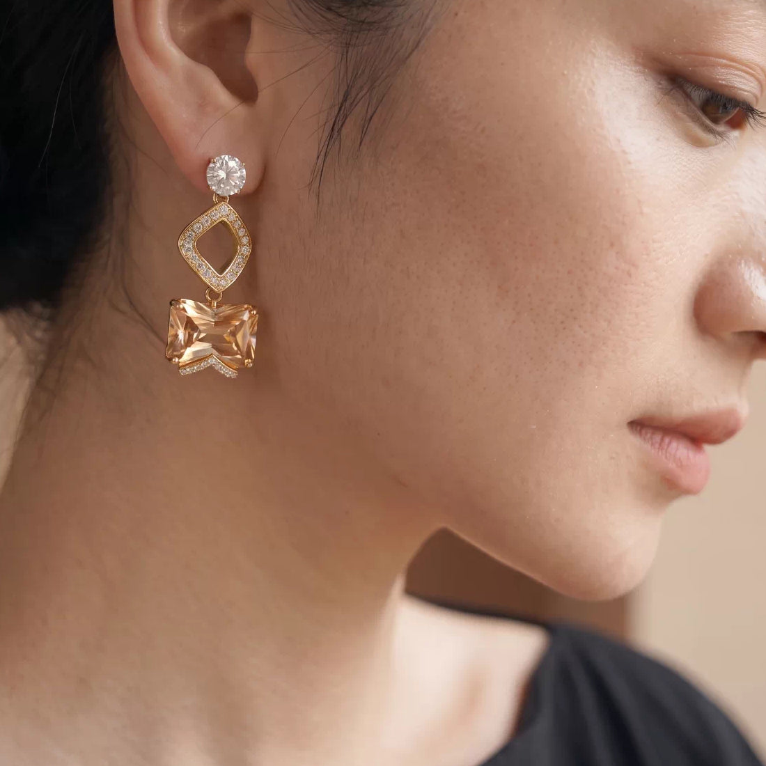 Niche luxury gemstone crystal vintage earrings