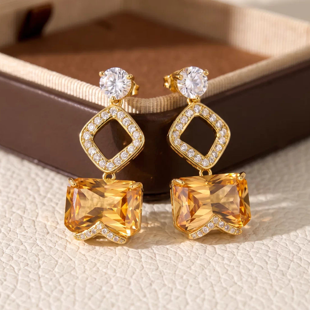 Niche luxury gemstone crystal vintage earrings