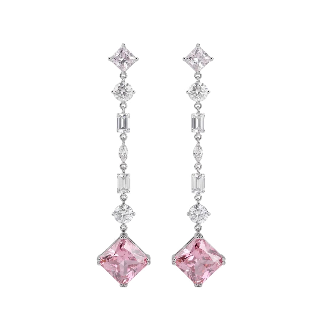 Ethereal Pink Crystal Long Drop Earrings