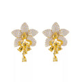 Floral Citrine Crystal Long Drop Dangle Earrings