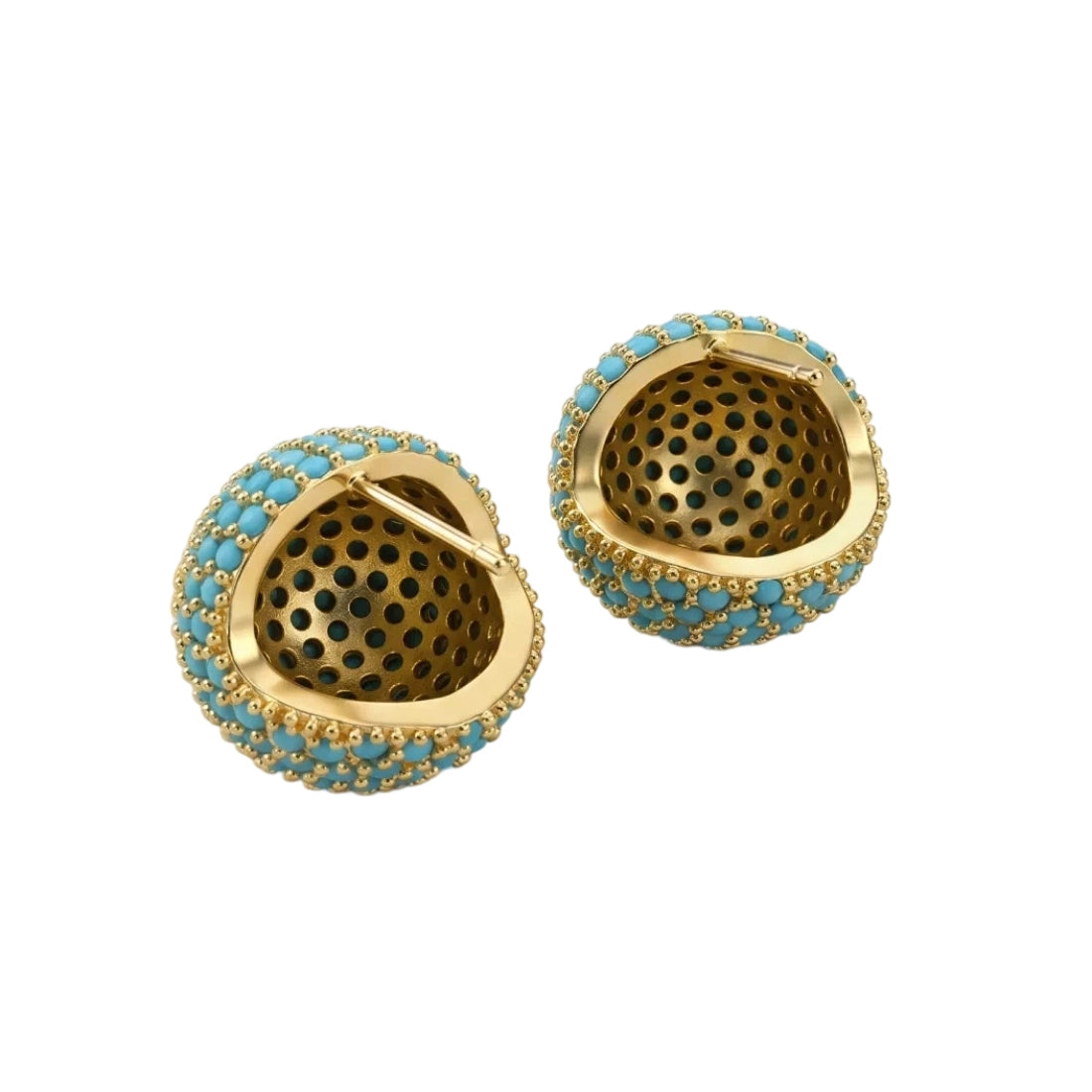Moonlit Turquoise Dome Statement Stud Earrings