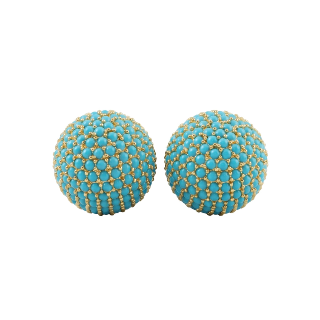 Moonlit Turquoise Dome Statement Stud Earrings