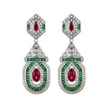 Vintage Emerald Retro Art Deco Statement Earrings
