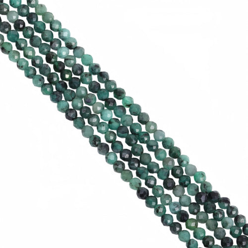 AAA+ natural emerald micro faceted beads in 2mm, 3mm, 4mm. Deep green stone spacer beads for delicate bracelets and DIY jewelry making