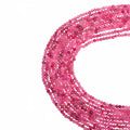 AAA+ natural strawberry quartz micro faceted beads in 2mm, 3mm, 4mm. Vivid pinkish-red stone spacer beads for delicate bracelets and DIY jewelry making