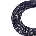 Blue sandstone micro faceted beads in 2mm, 3mm, 4mm. Sparkling deep blue glitter stone spacer beads for delicate bracelets and DIY jewelry making