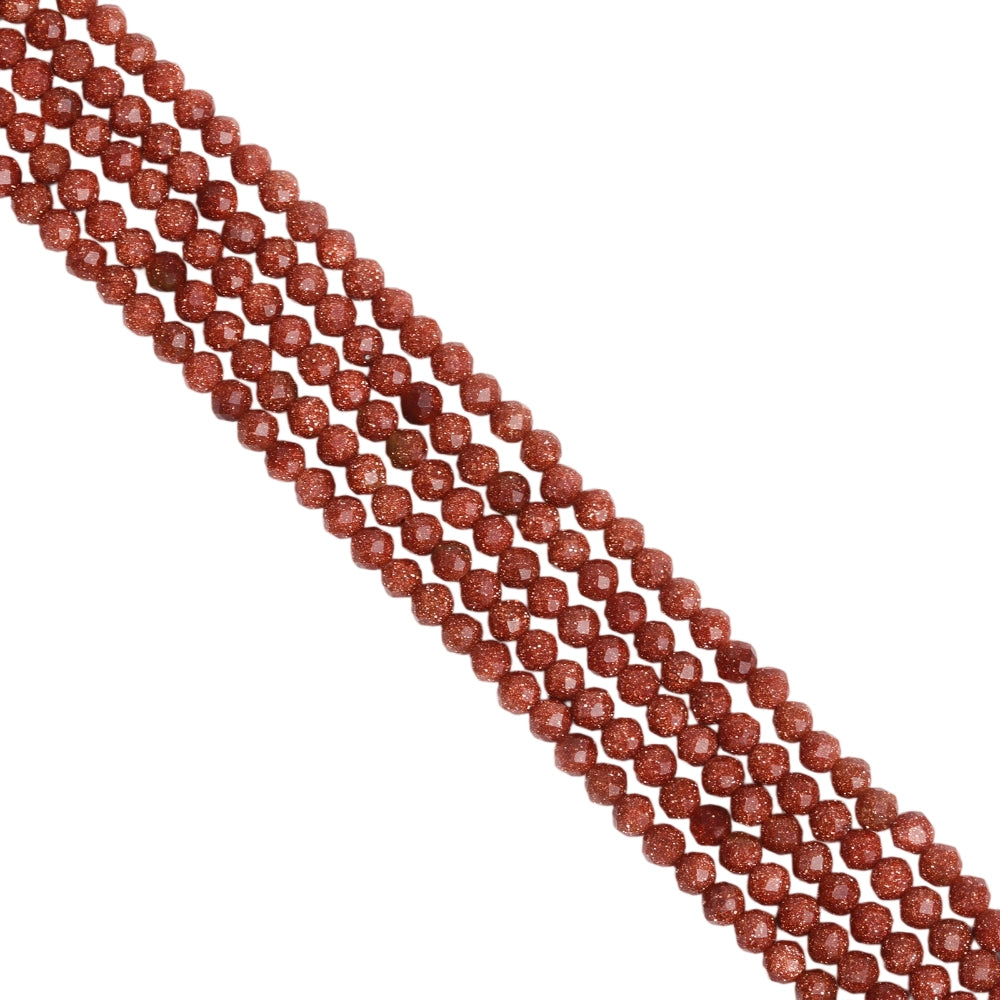 Brown goldstone micro faceted beads in 2mm, 3mm, 4mm. Sparkling copper glitter stone spacer beads for delicate bracelets and DIY jewelry making