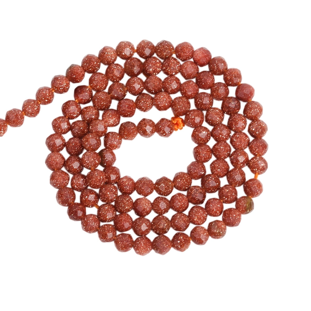 Brown goldstone micro faceted beads in 2mm, 3mm, 4mm. Sparkling copper glitter stone spacer beads for delicate bracelets and DIY jewelry making
