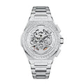Front view of the Frost Wings 43mm steel automatic mechanical watch with crystal bezel