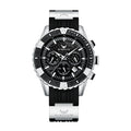 Men's celestial starry black dial watch with diver bezel, multi-function calendar, and silicone strap