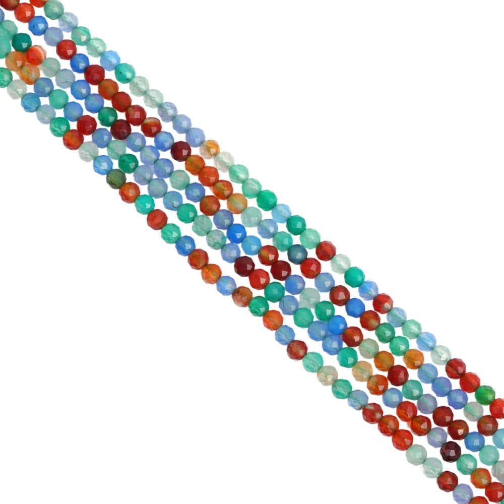 Mixed color agate micro faceted beads in 2mm, 3mm, 4mm. Rainbow stone spacer beads for delicate bracelets and DIY jewelry making