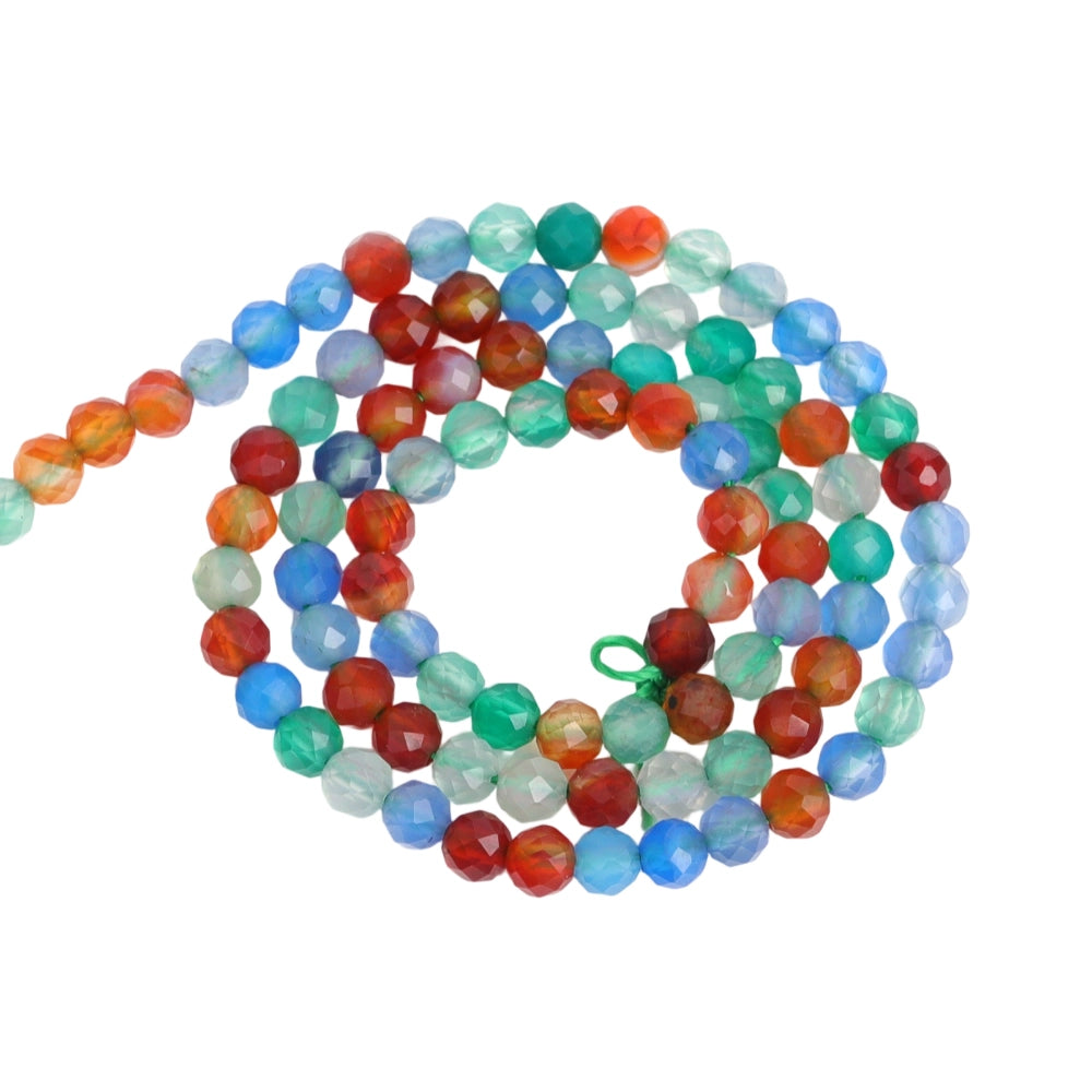 Mixed color agate micro faceted beads in 2mm, 3mm, 4mm. Rainbow stone spacer beads for delicate bracelets and DIY jewelry making