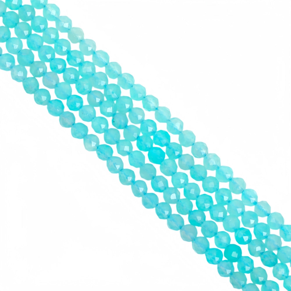 Natural amazonite micro faceted beads in 2mm, 3mm, 4mm. Turquoise blue stone spacer beads for delicate bracelets and DIY jewelry making