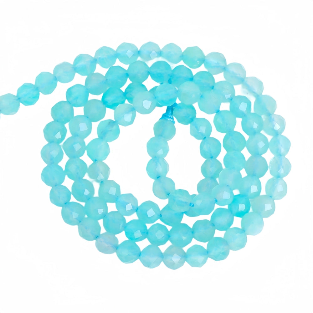 Natural amazonite micro faceted beads in 2mm, 3mm, 4mm. Turquoise blue stone spacer beads for delicate bracelets and DIY jewelry making