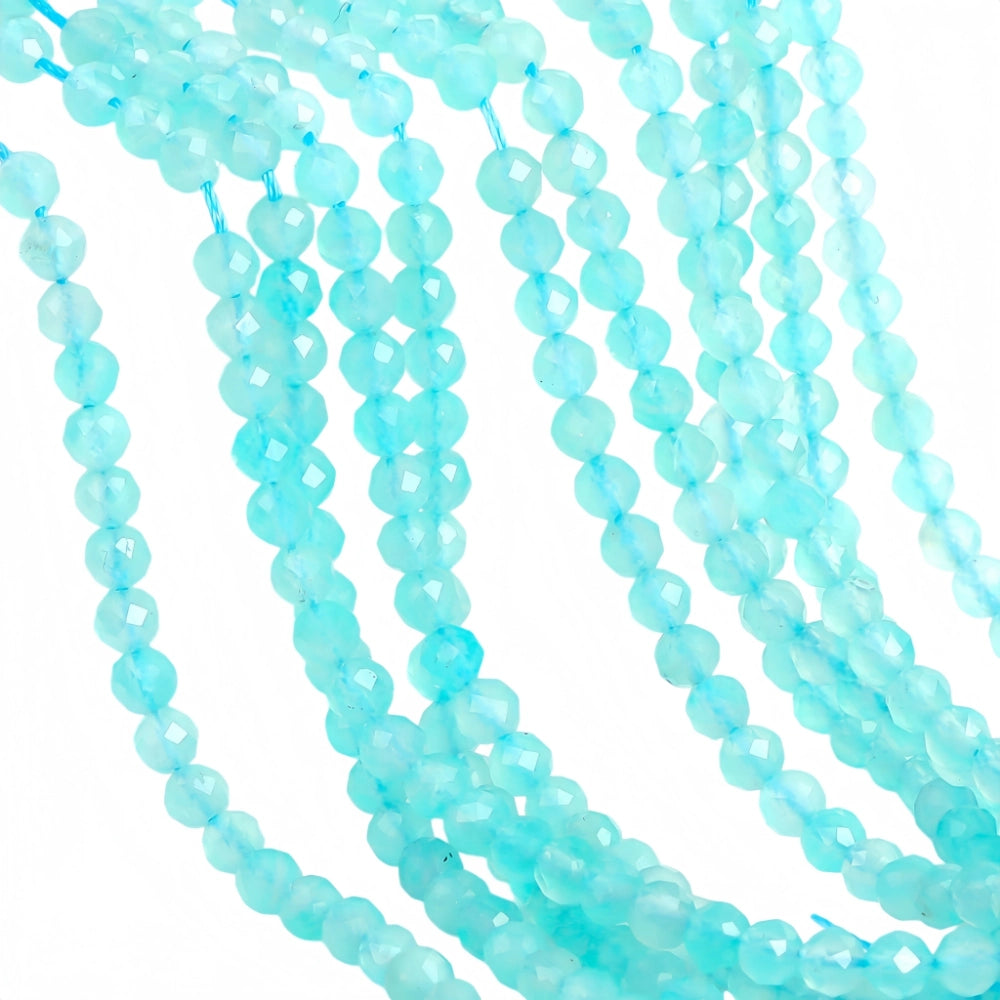 Natural amazonite micro faceted beads in 2mm, 3mm, 4mm. Turquoise blue stone spacer beads for delicate bracelets and DIY jewelry making