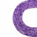 Natural amethyst micro faceted beads in 2mm, 3mm, 4mm. Deep purple stone spacer beads for delicate bracelets and DIY jewelry making